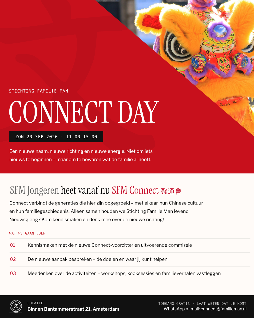Flyer Connect Day – zondag 20 september, 11.00 tot 15.00 uur, Binnen Bantammerstraat 21 Amsterdam